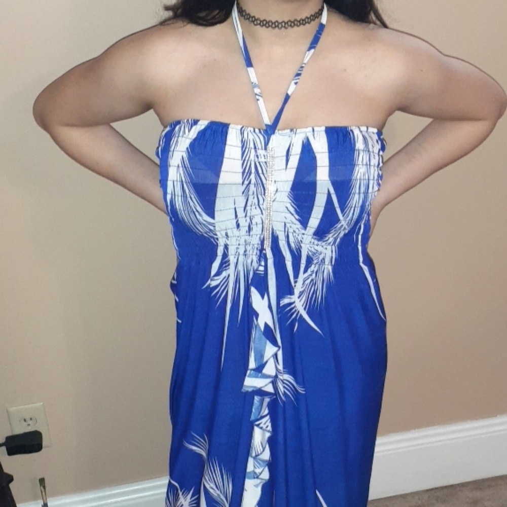 Blue and white summer dress light weight and soft